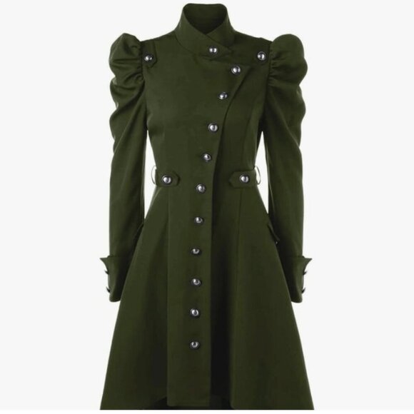 Gothic Vintage Womens Steampunk Victorian Swallow Tail Long Trench Coat Small - Picture 1 of 10
